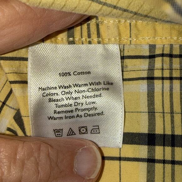 Eddie Bauer Shirt Men's XLT Yellow Plaid Long Sleeve Button Up Pockets - Picture 8 of 8
